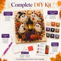 Halloween Diamond Pearl Art Kits for Adults, DIY Pearl Painting Ghost Diamond Spooky Cute 3D Crafts DIY Fall Home Decor Wall Art Handmade Beginner Seasonal Party Gift(Ghost)