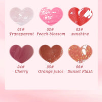 6 Pieces Glass Mirror Lip Gloss Set Hydrating Lightweight Lip Balm Glossy Shimmer Sheer Tint Peach Cherry Pink