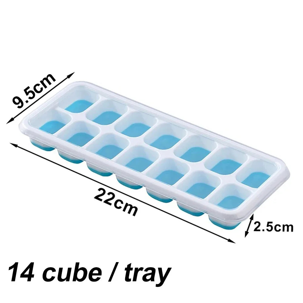14-Cube Silicone Ice Tray with Lid