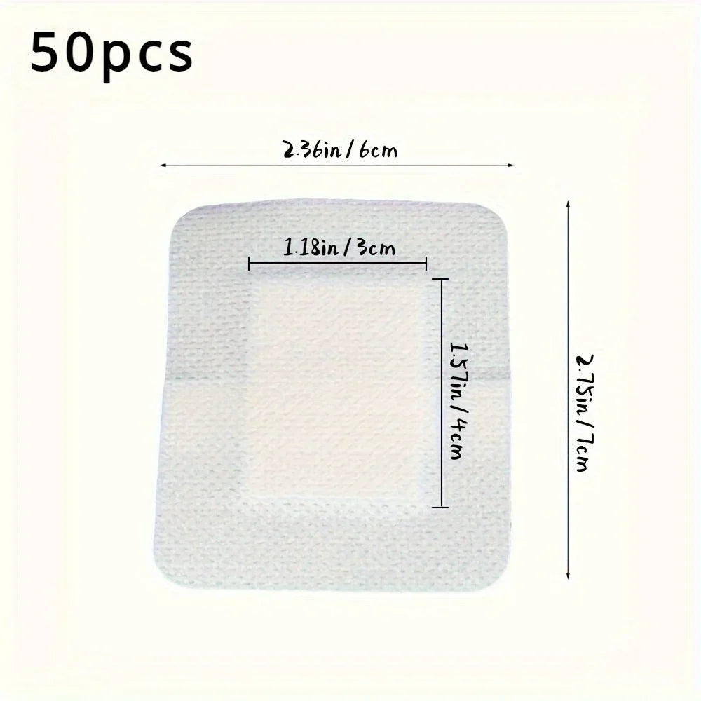 50-Pack Non-Woven Adhesive Dressing Pads – 6×7cm