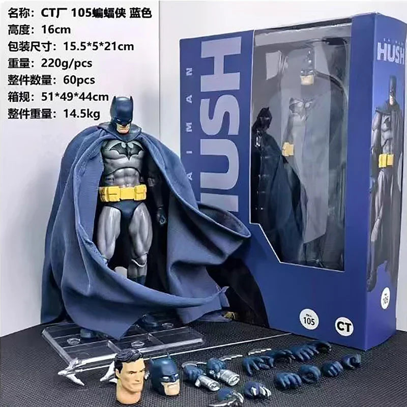 HOT in Stock CT Toys Batman Hush Blue Version Mafex 105 Black Version Dc Bat Man Anime Action Figure Figurine Model Statue Gift