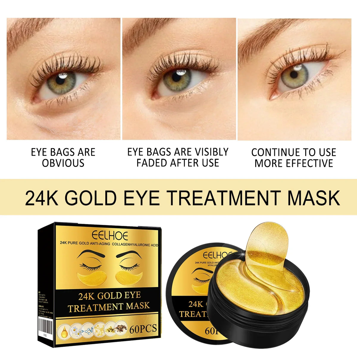 Gold-Style Under-Eye Gel Patches – 60/120/180 Pieces