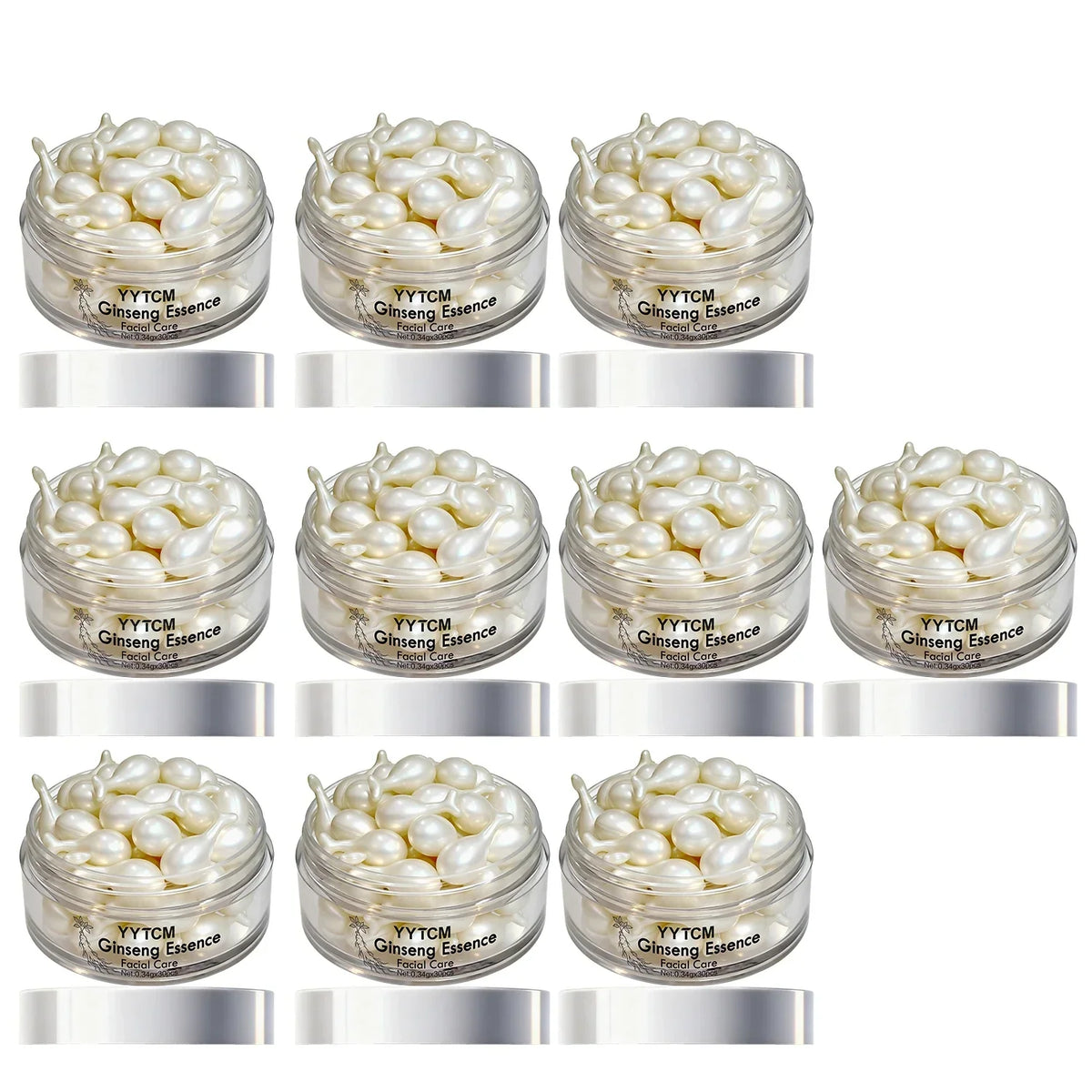 Ginseng Essence Capsules, Moisturizing and Firming Essence Serum, Contains Squalane, Niacinamide, Vitamin E, Retinol, Deep Hydration (0.34Gx30 Capsules)/Bottle-1 Bottle