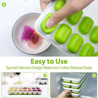14-Cube Silicone Ice Tray with Lid