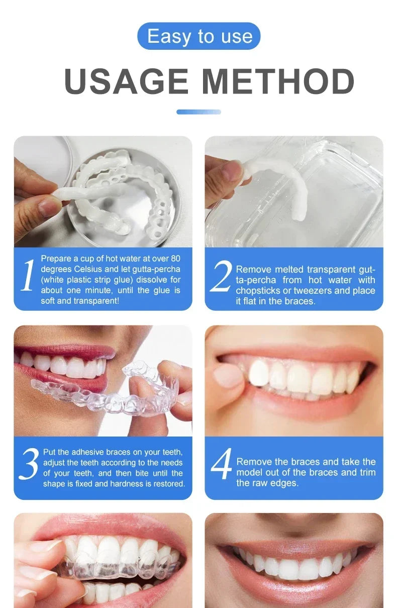 Teeth Veneers Whitening Dentures Braces Temporary False Teeth Cover Perfect Smile Comfortable Fit Denture Kit