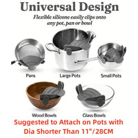 Clip-On Pot Strainer For Pots, Pans And Bowls