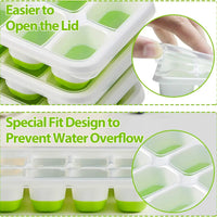 14-Cube Silicone Ice Tray with Lid