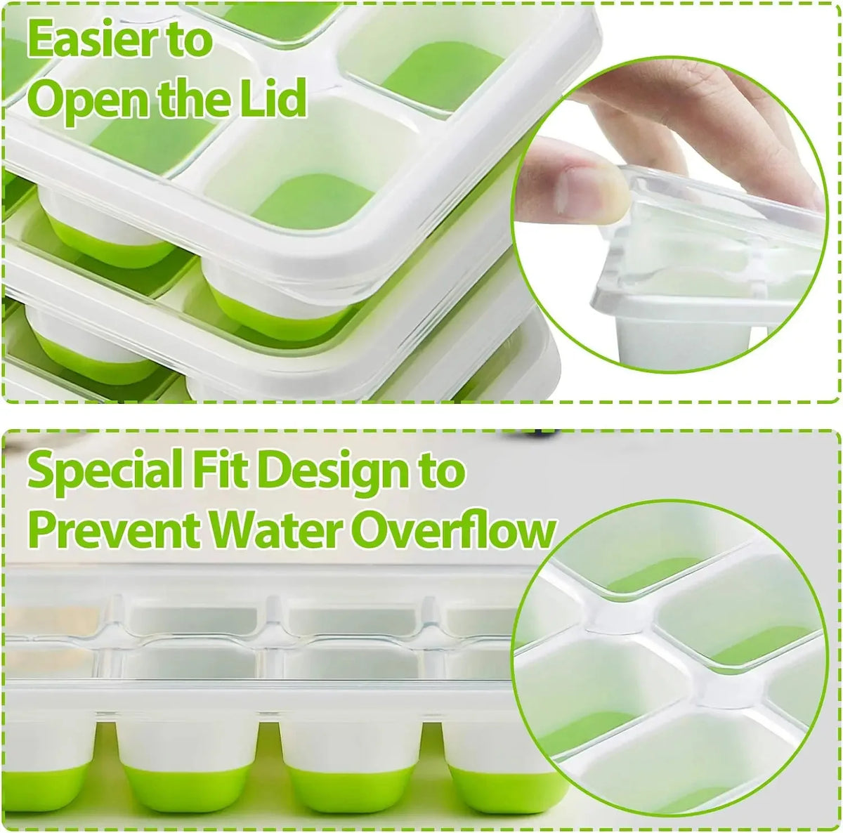 14-Cube Silicone Ice Tray with Lid