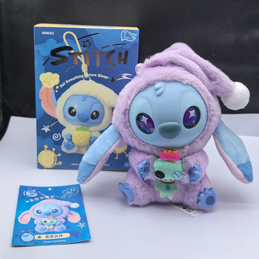 HOT Stitch Eat Something Before Sleep Series Blind Box Plush Vinyl Toys Cute Doll Labu V3 Mystery Box Bag Pendant Decor Gift