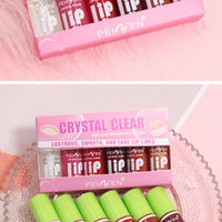 6 Pieces Glass Mirror Lip Gloss Set Hydrating Lightweight Lip Balm Glossy Shimmer Sheer Tint Peach Cherry Pink