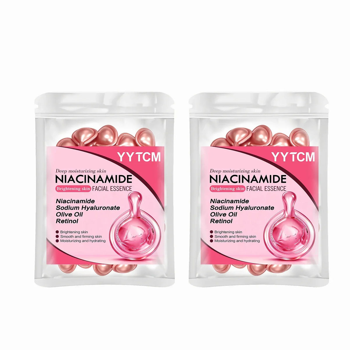 Niacinamide Facial Essence Capsules, Containing Retinol, Olive Fruit Oil, Gardenia Extract, Brighten Skin Tone, Moisturize and Hydrate, and Smooth and Soften Skin (0.5Gx30 Capsules)/Bag-1 Bag