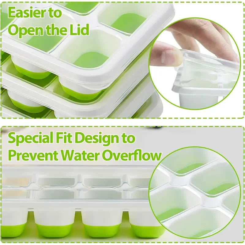 14-Cube Silicone Ice Tray with Lid