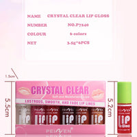6 Pieces Glass Mirror Lip Gloss Set Hydrating Lightweight Lip Balm Glossy Shimmer Sheer Tint Peach Cherry Pink
