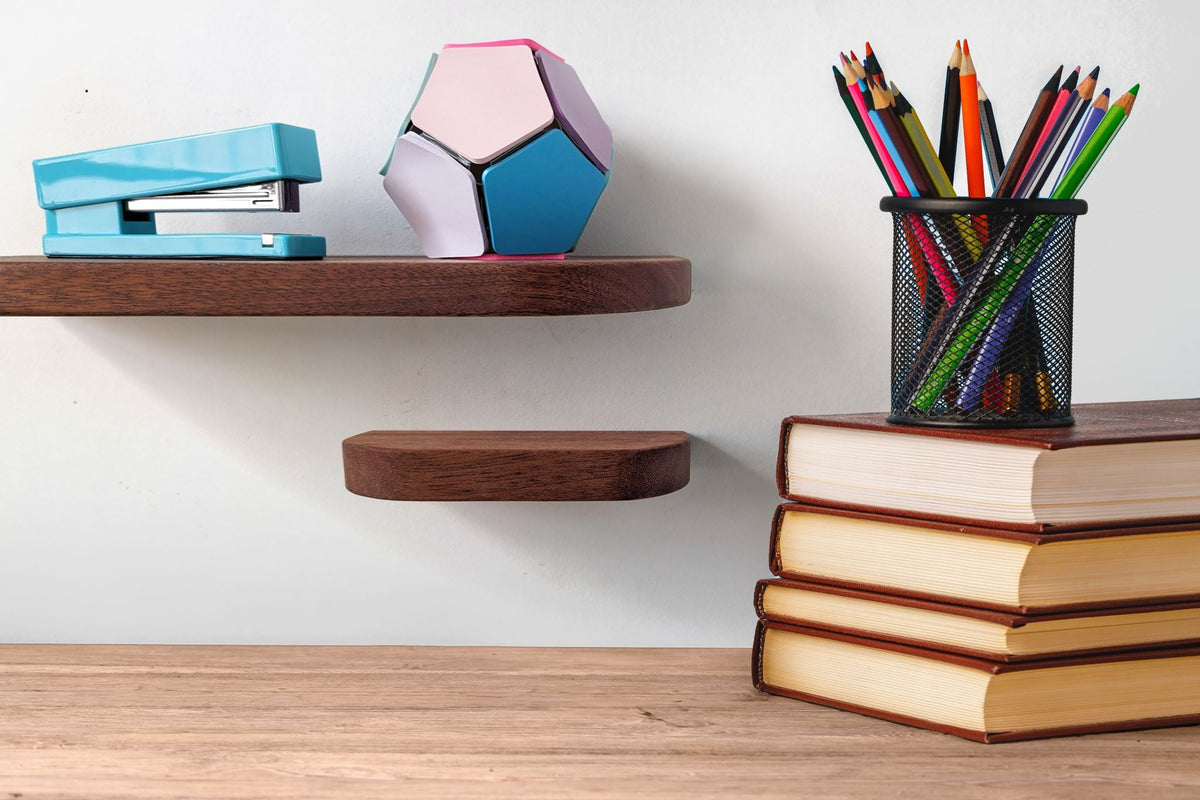 Thin Mahogany Floating Shelf with Rounded Corners