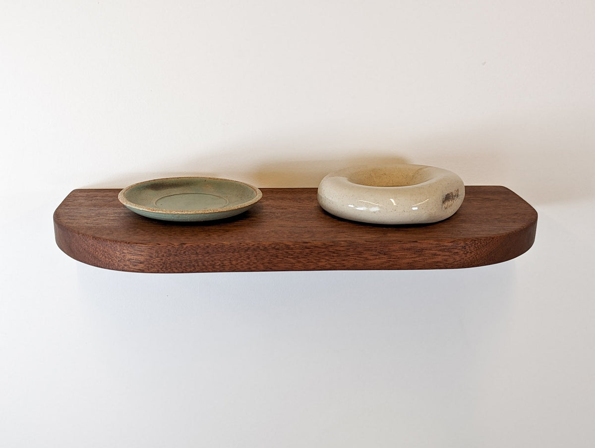 Thin Oak Floating Shelf with Rounded Corners