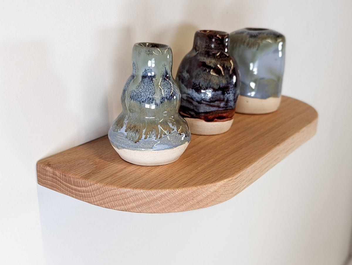 Thin Oak Floating Shelf with Rounded Corners
