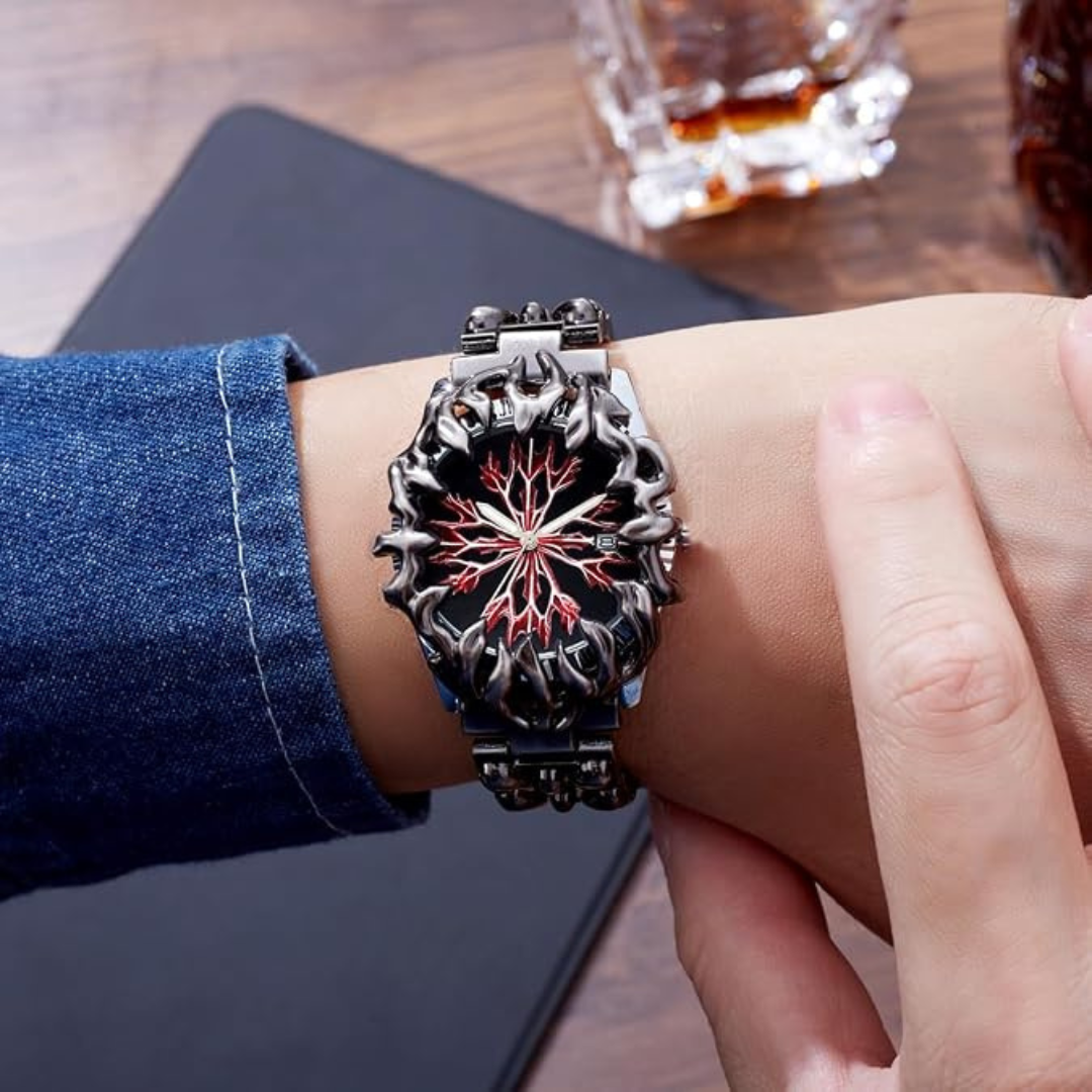 Gothic Watch for Men – Unique Stainless Steel Wristwatch | Waterproof Quartz Movement