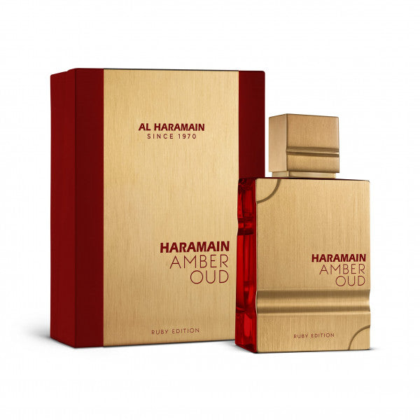 Al Haramain Amber Oud Ruby Edition Eau de Parfum Unisex Perfume for Women & Men Long perfume bottle and packaging