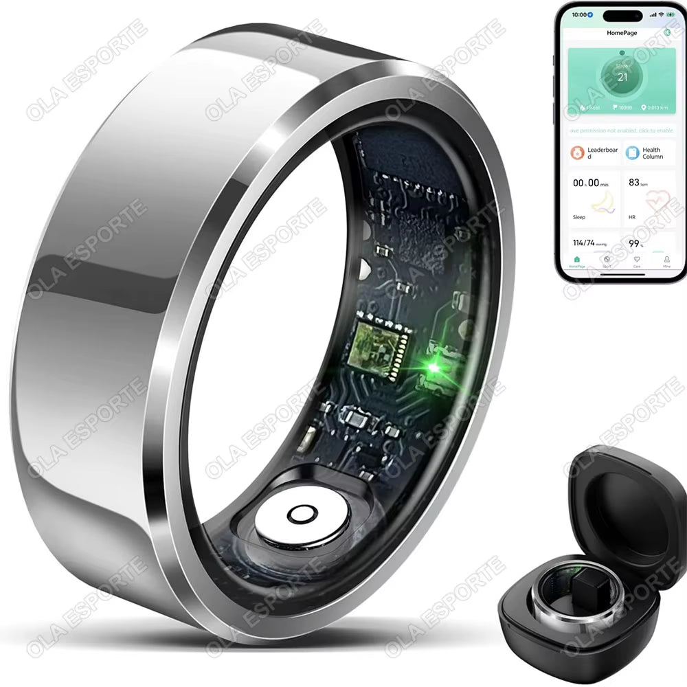 2025 Smart Ring Blood Pressure Heart Rate Sleep Monitoring Smartring IP68 & 5ATM Waterproof Multi-Sport Mode Smartring Man Women