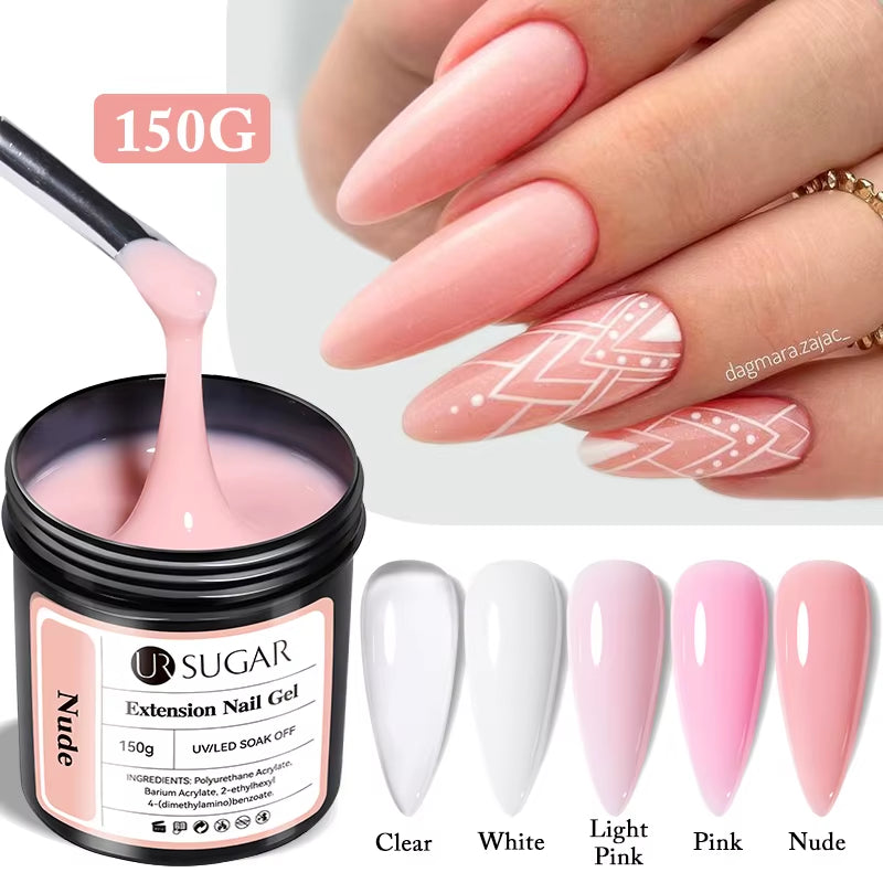150g UV/LED Hard Nail Extension Builder Gel – Pink/White