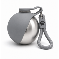 Portable Stainless Steel Dog Water Bottle with Foldable Drinking Bowl