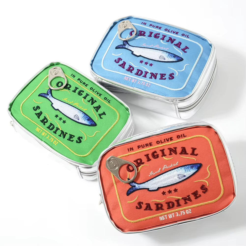 Cute Sardine Can Print Travel Makeup & Toiletry Bag