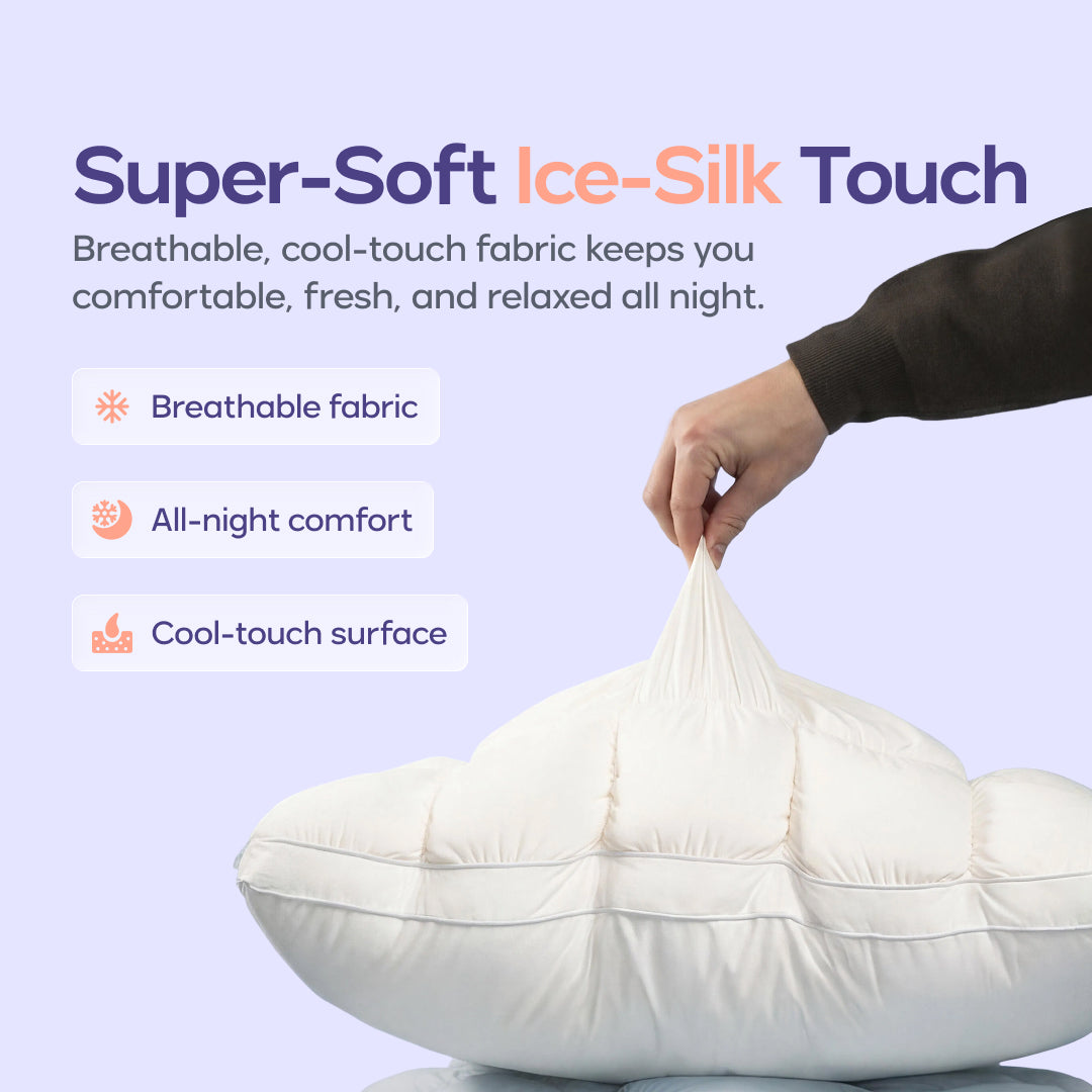 Cloud Puff Pillow – Cooling Memory Foam Bed Pillow for Sleeping, Neck & Head Support, Ultra Soft & Fluffy