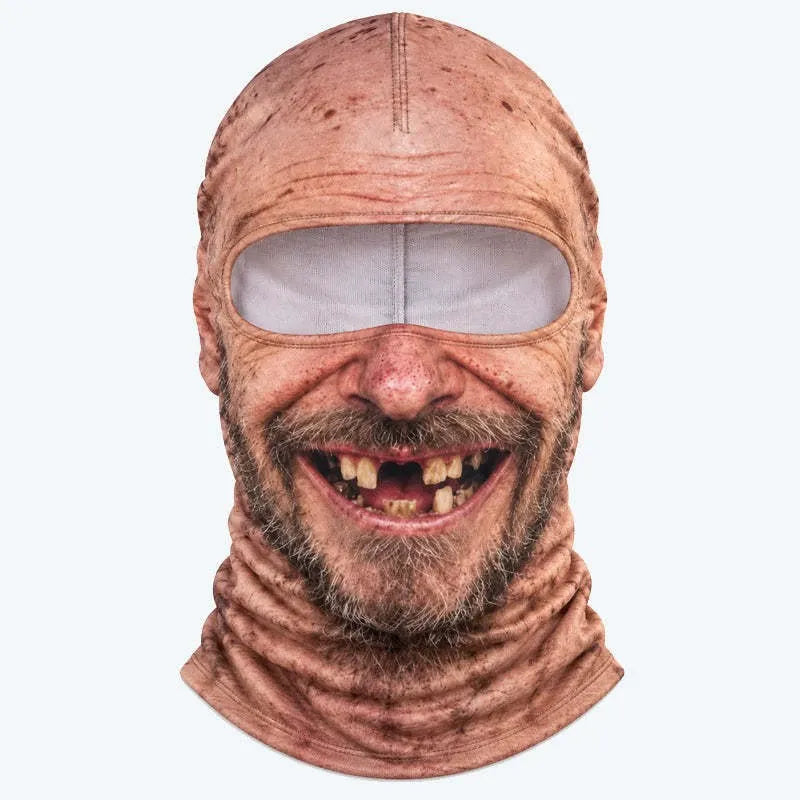 Funny Realistic Old Man 3D Print Ski Balaclava Face Mask