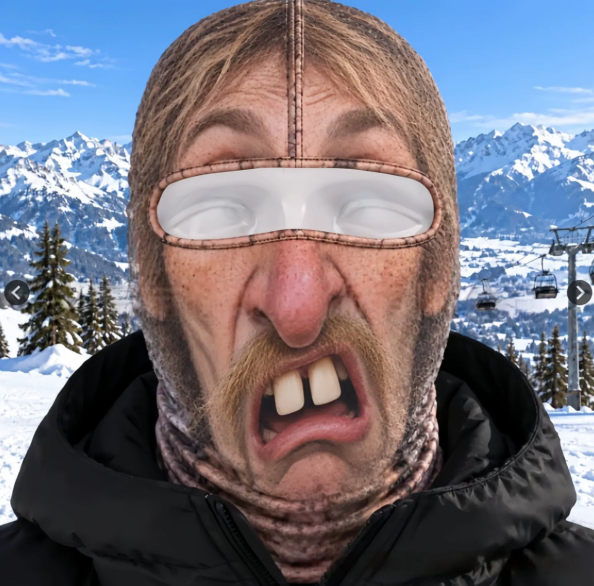 Funny Realistic Old Man 3D Print Ski Balaclava Face Mask