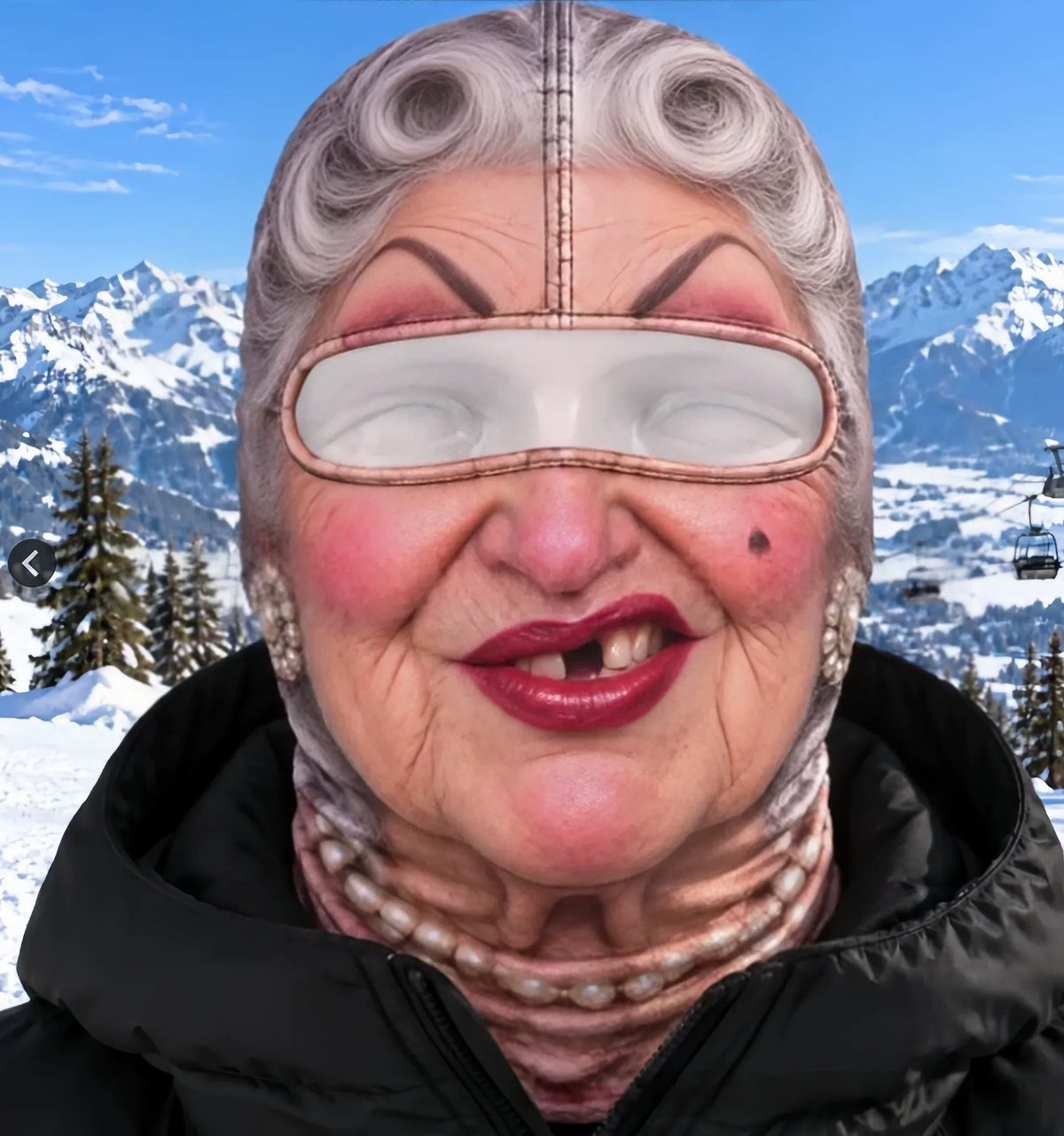 Funny Realistic Old Man 3D Print Ski Balaclava Face Mask