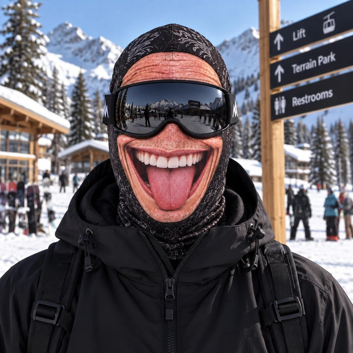 Funny Realistic Old Man 3D Print Ski Balaclava Face Mask